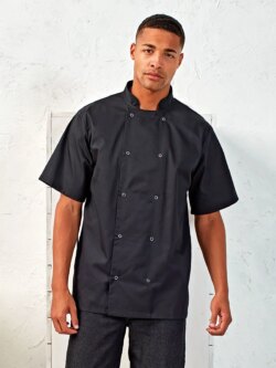 Studded Front Shorts Sleeve Chef's Jacket